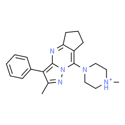 ChemSpider 2D Image | 1-Methyl-4-(2-methyl-3-phenyl-6,7-dihydro-5H-cyclopenta[d]pyrazolo[1,5-a]pyrimidin-8-yl)piperazin-1-ium | C21H26N5