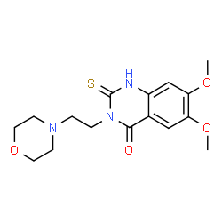 ChemSpider 2D Image | 4(3H)-quinazolinone, 2-mercapto-6,7-dimethoxy-3-[2-(4-morpholinyl)ethyl]- | C16H21N3O4S