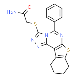 ChemSpider 2D Image | 2-[(5-Phenyl-8,9,10,11-tetrahydro[1]benzothieno[3,2-e][1,2,4]triazolo[4,3-c]pyrimidin-3-yl)sulfanyl]acetamide | C19H17N5OS2