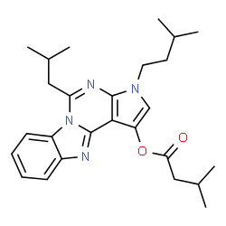 ChemSpider 2D Image | 5-Isobutyl-3-(3-methylbutyl)-3H-pyrrolo[2',3':4,5]pyrimido[1,6-a]benzimidazol-1-yl 3-methylbutanoate | C26H34N4O2