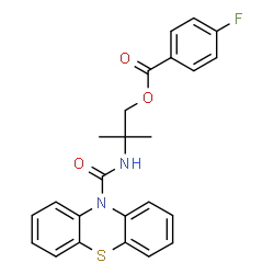 ChemSpider 2D Image | 2-Methyl-2-[(10H-phenothiazin-10-ylcarbonyl)amino]propyl 4-fluorobenzoate | C24H21FN2O3S