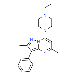 ChemSpider 2D Image | 7-(4-Ethyl-1-piperazinyl)-2,5-dimethyl-3-phenylpyrazolo[1,5-a]pyrimidine | C20H25N5