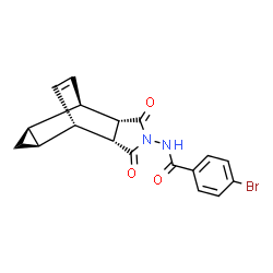 ChemSpider 2D Image | 4-Bromo-N-[(1R,2S,6R,7S,8S,10R)-3,5-dioxo-4-azatetracyclo[5.3.2.0~2,6~.0~8,10~]dodec-11-en-4-yl]benzamide | C18H15BrN2O3