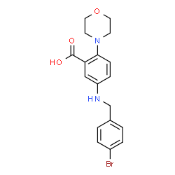 ChemSpider 2D Image | 5-[(4-Bromobenzyl)amino]-2-(4-morpholinyl)benzoic acid | C18H19BrN2O3