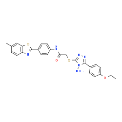 ChemSpider 2D Image | 2-{[4-Amino-5-(4-ethoxyphenyl)-4H-1,2,4-triazol-3-yl]sulfanyl}-N-[4-(6-methyl-1,3-benzothiazol-2-yl)phenyl]acetamide | C26H24N6O2S2
