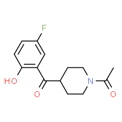 ChemSpider 2D Image | 1-[4-(5-Fluoro-2-hydroxybenzoyl)-1-piperidinyl]ethanone | C14H16FNO3