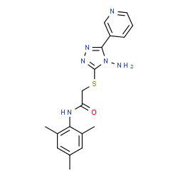ChemSpider 2D Image | 2-{[4-Amino-5-(3-pyridinyl)-4H-1,2,4-triazol-3-yl]sulfanyl}-N-mesitylacetamide | C18H20N6OS