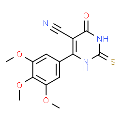 ChemSpider 2D Image | 4-Hydroxy-2-sulfanyl-6-(3,4,5-trimethoxyphenyl)pyrimidine-5-carbonitrile | C14H13N3O4S