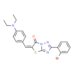 ChemSpider 2D Image | (5E)-2-(2-Bromophenyl)-5-[4-(diethylamino)benzylidene][1,3]thiazolo[3,2-b][1,2,4]triazol-6(5H)-one | C21H19BrN4OS