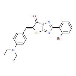 ChemSpider 2D Image | (5Z)-2-(2-Bromophenyl)-5-[4-(diethylamino)benzylidene][1,3]thiazolo[3,2-b][1,2,4]triazol-6(5H)-one | C21H19BrN4OS