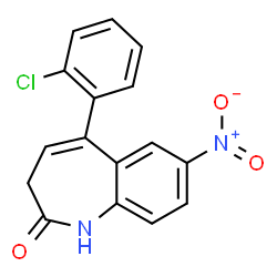 ChemSpider 2D Image | 5-(2-Chlorophenyl)-7-nitro-1,3-dihydro-2H-1-benzazepin-2-one | C16H11ClN2O3