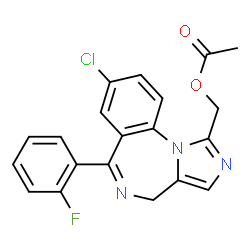 ChemSpider 2D Image | 1-Acetoxymethyl-8-chloro-6-(2-fluorophenyl)-4H-imidazo[1,5-a][1,4]benzodiazepine | C20H15ClFN3O2