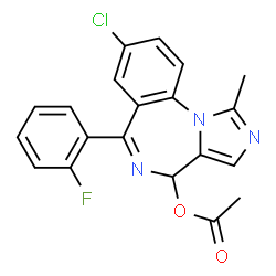 ChemSpider 2D Image | 4-Acetoxy-8-chloro-6-(2-fluorophenyl)-1-methyl-4H-imidazo[1,5-a][1,4]benzodiazepine | C20H15ClFN3O2