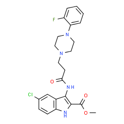 ChemSpider 2D Image | Methyl 5-chloro-3-({3-[4-(2-fluorophenyl)-1-piperazinyl]propanoyl}amino)-1H-indole-2-carboxylate | C23H24ClFN4O3