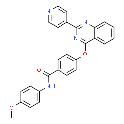 ChemSpider 2D Image | N-(4-Methoxyphenyl)-4-{[2-(4-pyridinyl)-4-quinazolinyl]oxy}benzamide | C27H20N4O3