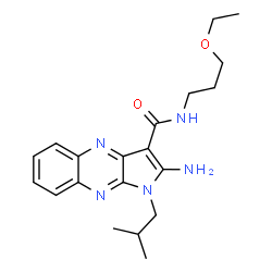 ChemSpider 2D Image | 2-Amino-N-(3-ethoxypropyl)-1-isobutyl-1H-pyrrolo[2,3-b]quinoxaline-3-carboxamide | C20H27N5O2
