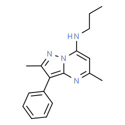 ChemSpider 2D Image | 2,5-Dimethyl-3-phenyl-N-propylpyrazolo[1,5-a]pyrimidin-7-amine | C17H20N4
