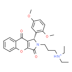 ChemSpider 2D Image | 3-[(1S)-1-(2,5-Dimethoxyphenyl)-3,9-dioxo-3,9-dihydrochromeno[2,3-c]pyrrol-2(1H)-yl]-N,N-diethyl-1-propanaminium | C26H31N2O5