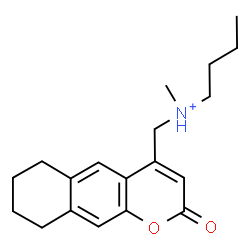 ChemSpider 2D Image | N-Methyl-N-[(2-oxo-6,7,8,9-tetrahydro-2H-benzo[g]chromen-4-yl)methyl]-1-butanaminium | C19H26NO2