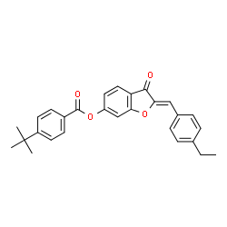 ChemSpider 2D Image | (2Z)-2-(4-Ethylbenzylidene)-3-oxo-2,3-dihydro-1-benzofuran-6-yl 4-tert-butylbenzoate | C28H26O4