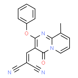 ChemSpider 2D Image | [(9-Methyl-4-oxo-2-phenoxy-4H-pyrido[1,2-a]pyrimidin-3-yl)methylene]malononitrile | C19H12N4O2