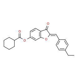 ChemSpider 2D Image | (2Z)-2-(4-Ethylbenzylidene)-3-oxo-2,3-dihydro-1-benzofuran-6-yl cyclohexanecarboxylate | C24H24O4