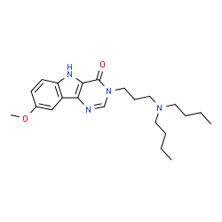ChemSpider 2D Image | 3-[3-(Dibutylamino)propyl]-8-methoxy-3,5-dihydro-4H-pyrimido[5,4-b]indol-4-one | C22H32N4O2