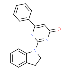 ChemSpider 2D Image | 4-pyrimidinol, 2-(2,3-dihydro-1H-indol-1-yl)-6-phenyl- | C18H15N3O