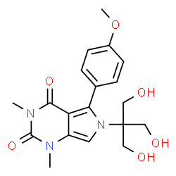 ChemSpider 2D Image | 6-[1,3-Dihydroxy-2-(hydroxymethyl)-2-propanyl]-5-(4-methoxyphenyl)-1,3-dimethyl-1H-pyrrolo[3,4-d]pyrimidine-2,4(3H,6H)-dione | C19H23N3O6