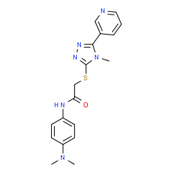 ChemSpider 2D Image | N-[4-(Dimethylamino)phenyl]-2-{[4-methyl-5-(3-pyridinyl)-4H-1,2,4-triazol-3-yl]sulfanyl}acetamide | C18H20N6OS