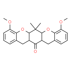 ChemSpider 2D Image | 4,8-Dimethoxy-6,6-dimethyl-6,6a,12,12a,13a,14-hexahydro-5aH,13H-chromeno[3,2-b]xanthen-13-one | C24H26O5