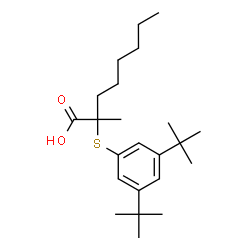 ChemSpider 2D Image | 2-{[3,5-Bis(2-methyl-2-propanyl)phenyl]sulfanyl}-2-methyloctanoic acid | C23H38O2S