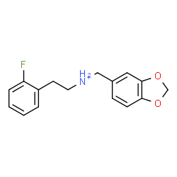 ChemSpider 2D Image | N-(1,3-Benzodioxol-5-ylmethyl)-2-(2-fluorophenyl)ethanaminium | C16H17FNO2