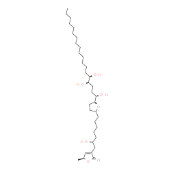 ChemSpider 2D Image | (5S)-3-[(2R)-2-Hydroxy-7-{(5S)-5-[(1S,4R,5R)-1,4,5-trihydroxynonadecyl]tetrahydro-2-furanyl}heptyl]-5-methyl-2(5H)-furanone | C35H64O7