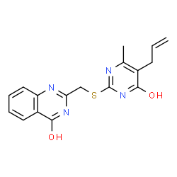 ChemSpider 2D Image | 2-{[(5-Allyl-4-hydroxy-6-methylpyrimidin-2-yl)sulfanyl]methyl}quinazolin-4-ol | C17H16N4O2S
