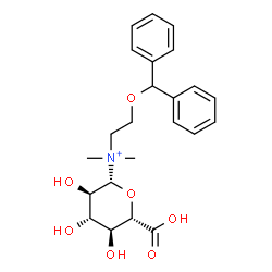 ChemSpider 2D Image | (2R,3R,4S,5S,6S)-6-Carboxy-N-[2-(diphenylmethoxy)ethyl]-3,4,5-trihydroxy-N,N-dimethyltetrahydro-2H-pyran-2-aminium | C23H30NO7