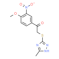 ChemSpider 2D Image | 1-(4-Methoxy-3-nitrophenyl)-2-[(5-methyl-1H-1,2,4-triazol-3-yl)sulfanyl]ethanone | C12H12N4O4S