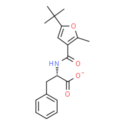 ChemSpider 2D Image | (2S)-2-{[2-Methyl-5-(2-methyl-2-propanyl)-3-furoyl]amino}-3-phenylpropanoate | C19H22NO4