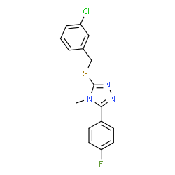 ChemSpider 2D Image | 3-[(3-Chlorobenzyl)sulfanyl]-5-(4-fluorophenyl)-4-methyl-4H-1,2,4-triazole | C16H13ClFN3S