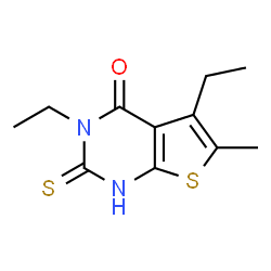 ChemSpider 2D Image | 3,5-diethyl-2-mercapto-6-methylthieno[2,3-d]pyrimidin-4(3H)-one | C11H14N2OS2