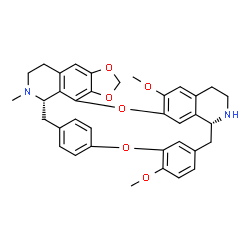 ChemSpider 2D Image | (14S,27R)-22,33-Dimethoxy-13-methyl-2,5,7,20-tetraoxa-13,28-diazaoctacyclo[25.6.2.2~16,19~.1~3,10~.1~21,25~.0~4,8~.0~14,39~.0~31,35~]nonatriaconta-1(33),3,8,10(39),16,18,21(36),22,24,31,34,37-dodecaen
e | C36H36N2O6