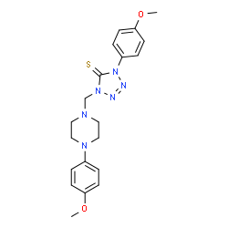 ChemSpider 2D Image | 1-(4-Methoxyphenyl)-4-{[4-(4-methoxyphenyl)-1-piperazinyl]methyl}-1,4-dihydro-5H-tetrazole-5-thione | C20H24N6O2S