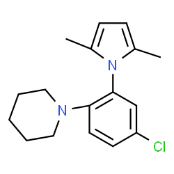 ChemSpider 2D Image | 1-[4-Chloro-2-(2,5-dimethyl-1H-pyrrol-1-yl)phenyl]piperidine | C17H21ClN2