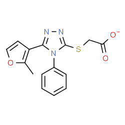 ChemSpider 2D Image | {[5-(2-Methyl-3-furyl)-4-phenyl-4H-1,2,4-triazol-3-yl]sulfanyl}acetate | C15H12N3O3S