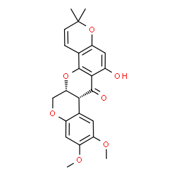 ChemSpider 2D Image | (7aR,13aR)-6-Hydroxy-9,10-dimethoxy-3,3-dimethyl-13,13a-dihydro-3H-chromeno[3,4-b]pyrano[2,3-h]chromen-7(7aH)-one | C23H22O7