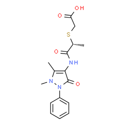 ChemSpider 2D Image | ({(2R)-1-[(1,5-Dimethyl-3-oxo-2-phenyl-2,3-dihydro-1H-pyrazol-4-yl)amino]-1-oxo-2-propanyl}sulfanyl)acetic acid | C16H19N3O4S