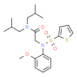 ChemSpider 2D Image | N,N-Diisobutyl-N~2~-(2-methoxyphenyl)-N~2~-(2-thienylsulfonyl)glycinamide | C21H30N2O4S2