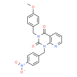 ChemSpider 2D Image | 3-(4-Methoxybenzyl)-1-(4-nitrobenzyl)pyrido[2,3-d]pyrimidine-2,4(1H,3H)-dione | C22H18N4O5