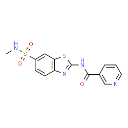 ChemSpider 2D Image | N-[6-(Methylsulfamoyl)-1,3-benzothiazol-2-yl]nicotinamide | C14H12N4O3S2