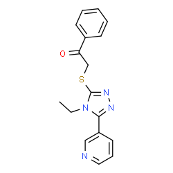 ChemSpider 2D Image | 2-(4-Ethyl-5-pyridin-3-yl-4H-[1,2,4]triazol-3-ylsulfanyl)-1-phenyl-ethanone | C17H16N4OS